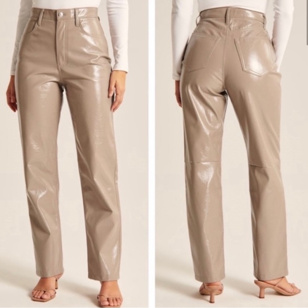 Abercrombie & Fitch The 90’s Straight Ultra High Rise Leather Pants Curve Love